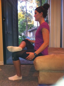 Beginning of Piriformis stretch